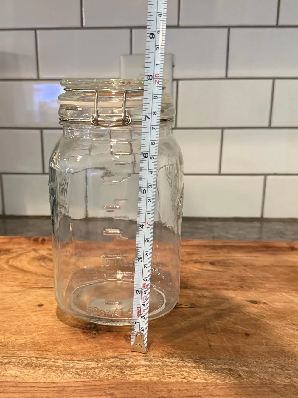 (4) Storage Jars w/ hinged lids - tight seal - 1 IKEA KORKEN 1.9 qt + 3 Mason